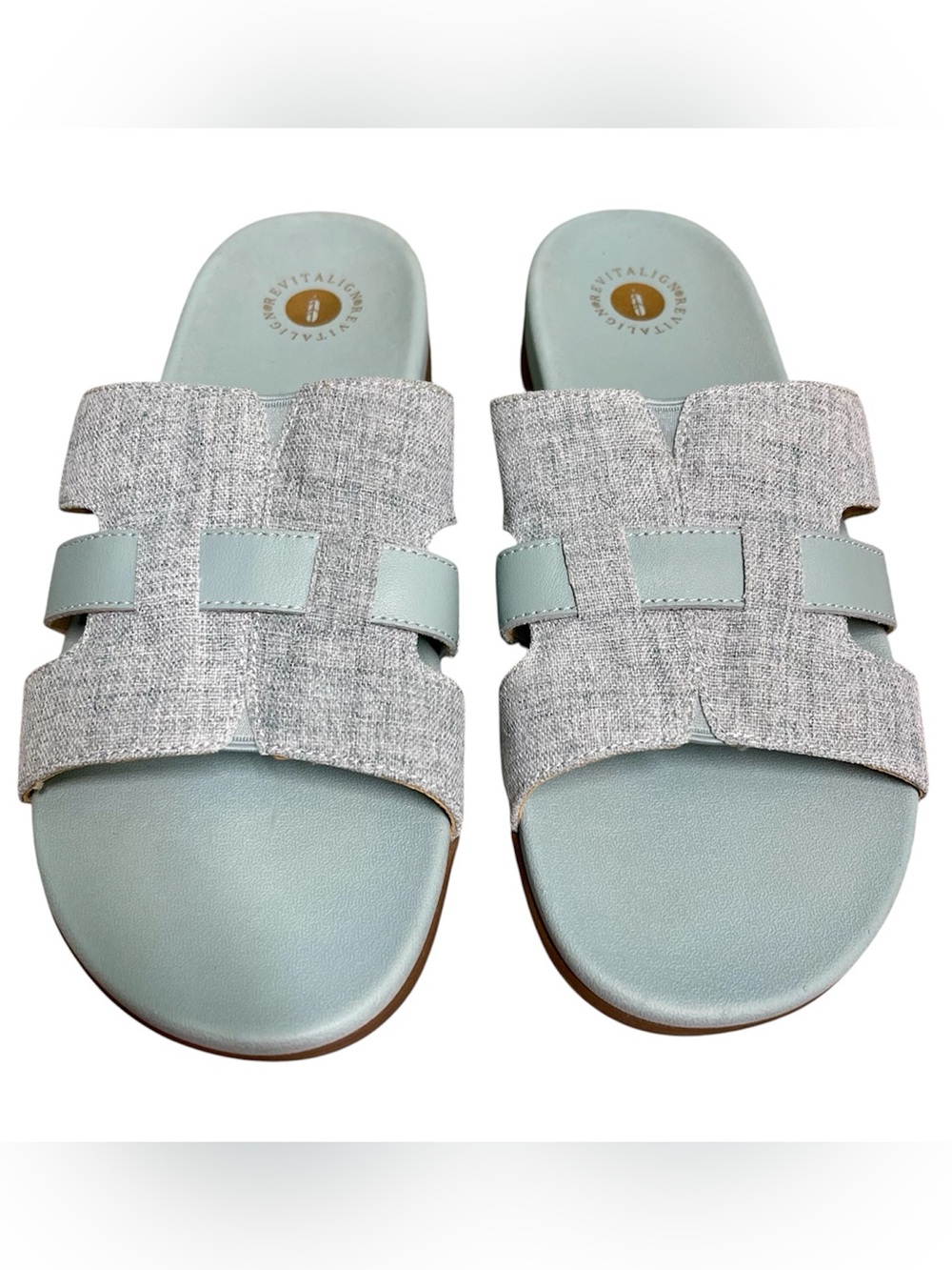 Revitalign Lisbon Woman’s Size 11 Orthotic Linen & Leather Slide Sandal